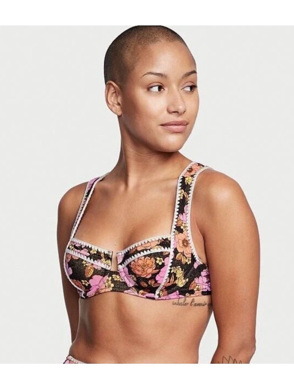 Victoria's Secret Swim Flora Crochet Trim Shimmer Underwire Bikini Top